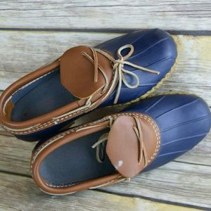 Vtg L.L. Bean navy/tan low Duck Bean Boots